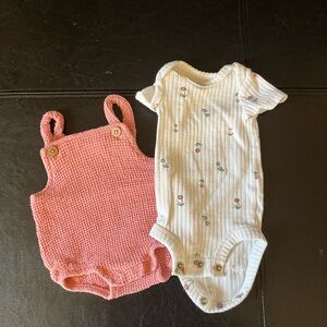 Carter's White Floral Preemie Onesie